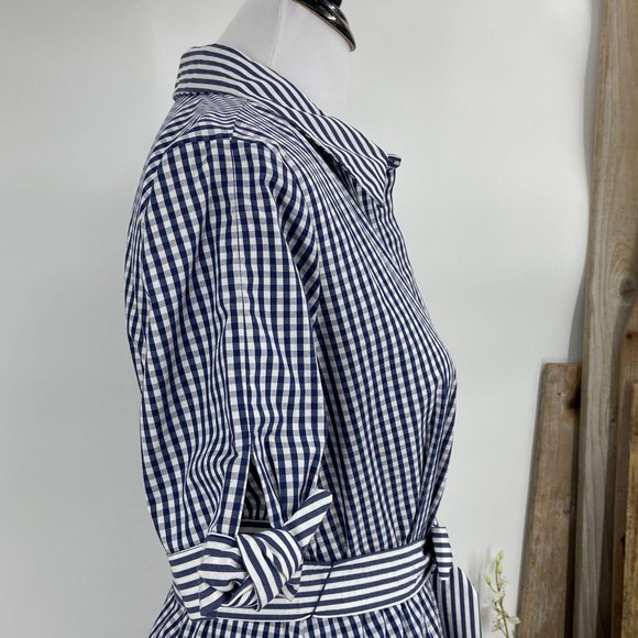 CALVIN KLEIN PETITE BLUE & WHITE GINGHAM MAXI DRESS SIZE 12 PETITE - Picture 15 of 16
